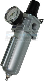 Heavy Duty Compressed AIR Filter Regulator Combo Piggyback, Metal Bowl, Visible Sight Glass, 5 Micron Element (3/4" Manual Drain)