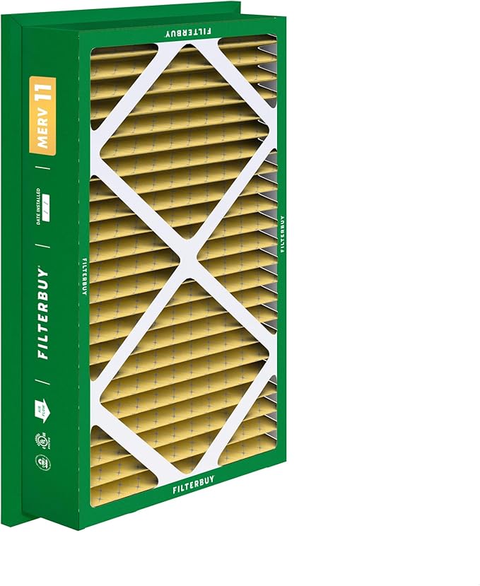 Filterbuy 16x25x5 Air Filter MERV 11 Superior Pet & Allergy Defense (2-Pack), Electrostatic Pleated HVAC AC Furnace Filters for Honeywell Return Grille (Actual Size: 14.38 x 23.38 x 3.69)