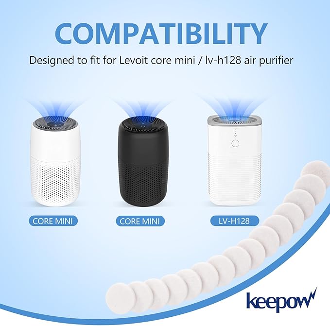 KEEPOW 30 Pack Aroma Pads Refills Compatible with LEVOIT Core Mini/LV-H128 Air Purifier, Essential Oil Pads Replacement Aromatherapy Refill Pads
