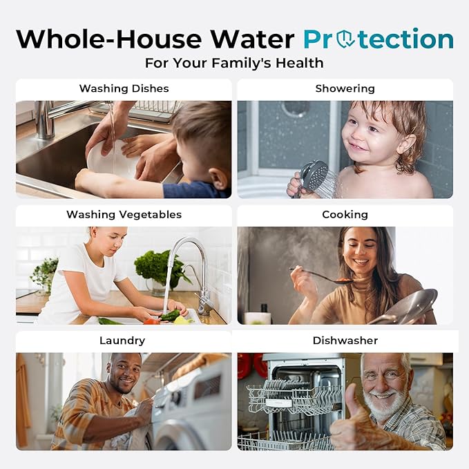 iSpring Whole House Water Filter System, Reduces Iron, Manganese, Chlorine, Sediment, Taste, and Odor, 3-Stage Iron Filter Whole House, Model: WGB32BM