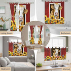 Cows Sunflowers Living Room Curtains 96 Inch Length, Window Curtains Tab Top, Spring Floral Bees Farmhouse Barn Light Filtering Window Treatments Drapes 52"x96" 2 Panel