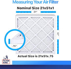 Filter King 21x51x1 Air Filter | 4-PACK | MERV 8 HVAC Pleated A/C Furnace Filters | MADE IN USA | Actual Size: 21 x 51 x .75"