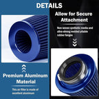 Universal Clamp-On Air Intake Filter, High Performance, Washable Filter, Replacement Air Filter, Flange Diameter 4inch/100mm (Blue)