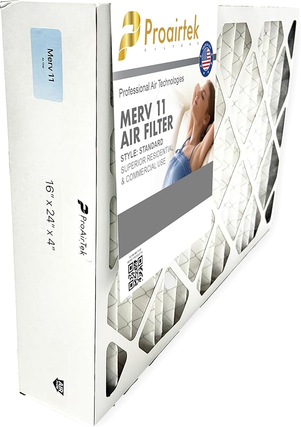 Proairtek AF16244M11SWH Model 16x24x4 Air Filter, MERV 11; Ideal for Anyone Wanting Clean, Crisp Air in Their Home