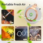 Rechargeable Ionizer Air Purifier, Wearable Air Purifier, Mini Necklace Air Purifier for Home, Kitchen, Portable Travel Air Cleaner with Carbon Fiber for Office, Bedroom, Kitchen, White-2Pack