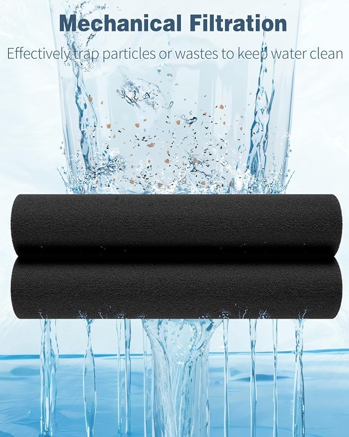 Pawfly Aquarium Filter Media Pad for Fish Tank Filters Aquarium Filter Media Sponge Filter Floss Roll for Sumps Ponds Hydroponics Black Foam Floss for Water Filtration, 72" L x 12" W