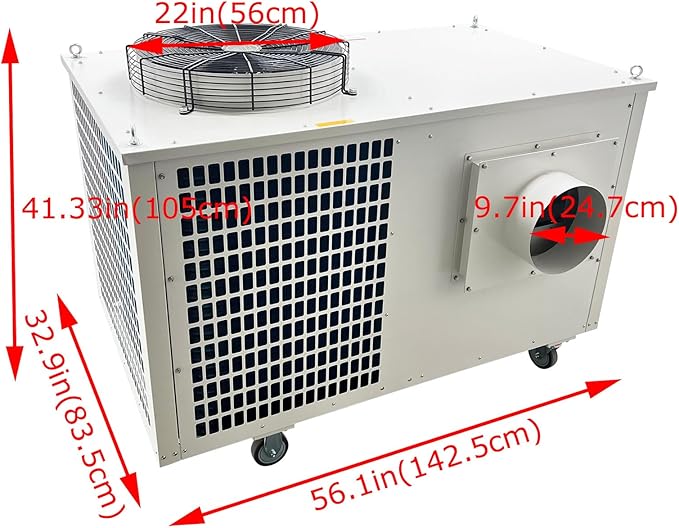 220V Industrial Air Conditioner, 51100 BTU Portable Spot Cooler, 2700m³/h Air Flow, 6KW Indoor/Outdoor Cooling Aircon 3Phase