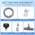 25FT Misters for Outside Patio - 6 Mist Brass Nozzles & 3/4'' Adapter, Water Misters for Cooling Outdoor, Easy to Install, Misting System for Patio, Pool, Garden, Waterpark, Trampoline, Greenhouse