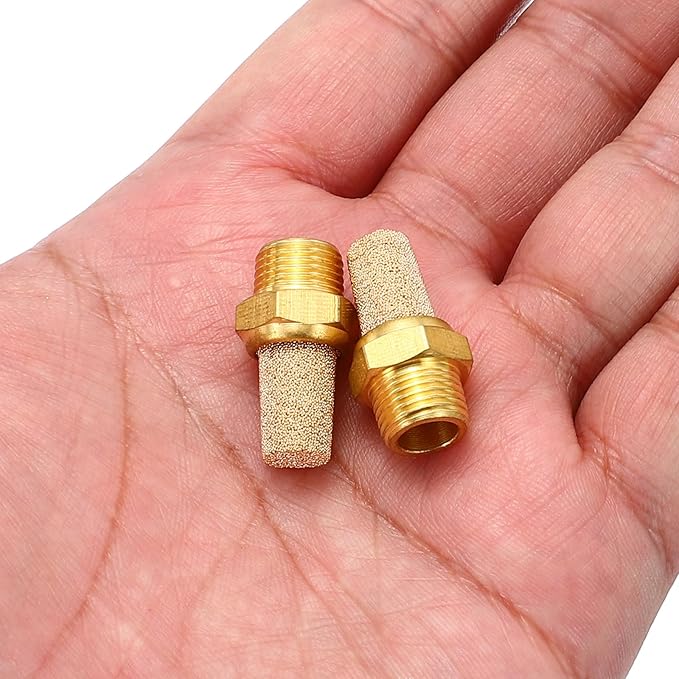 MECCANIXITY 4pcs Male Air Pneumatic Mufflers 1/8" NPT Male Sintered Bronze Muffler Air Line Fittings for Pneumatic Tool and Industrial Machinery