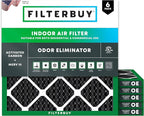 Filterbuy 12x12x1 Air Filter MERV 10 Odor & Allergy Defense with Activated Carbon (6-Pack), Electrostatic Pleated HVAC AC Furnace Filters Replacement, Made in USA (Actual Size: 11.75 x 11.75 x 0.75)