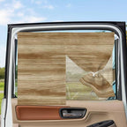 Light Brown Wood Grain Magnetic Double Layer Car Window Shades,Side Window Curtains for Blackout/Breathable Mesh View,Western Farmhouse Barn Door Privacy Sun Shades for Heat/UV Protection 26x20in 1pcs