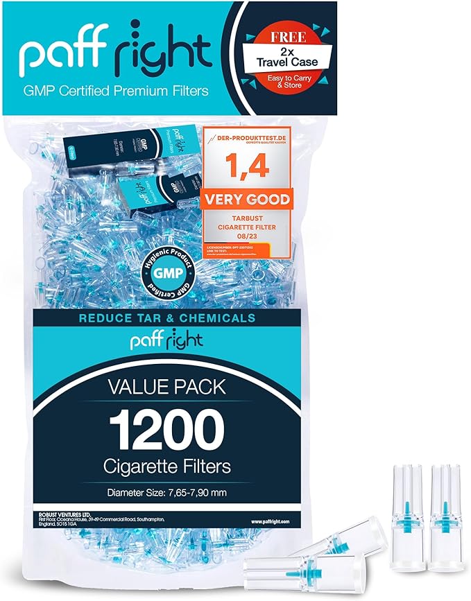 Paffright 1200 Cigarette Filters That Remove Tar and Chemicals, Reusable Filter Tips, Tar Blockers, Smart Filters for Cigarettes Tips, Regular & King Size