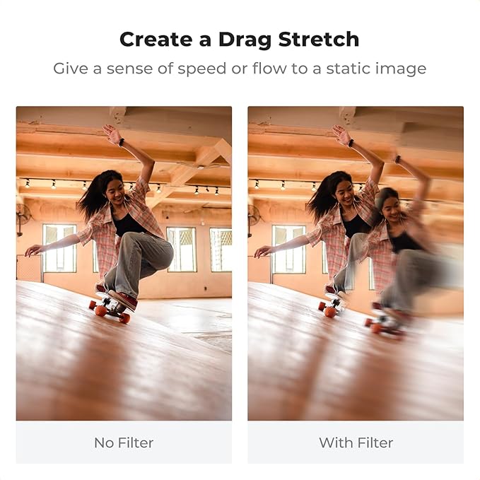 K&F CONCEPT 82mm Unilateral Blur Ghost Motion Filter Super Speed Effects for Camera Lens Clear Optical Glass with Cleaning Cloth