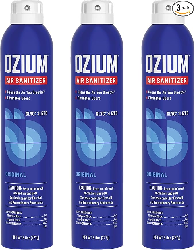 Ozium® 8 Oz. Air Sanitizer & Odor Eliminator for Homes, Cars, Offices and More, Original Scent - 3 Pack