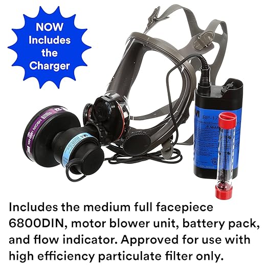 3M Powerflow Powered Air Purifying Respirator Kit 6800PF, Face-Mounted, Medium, Protection Against Dust, Mist, Fumes, Lead, Mold, Asbestos, Radionuclides, Radon Daughters