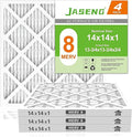 14x14x1 Air Filters, MERV 8 Pleated HVAC Furnace Filters (4-Pack) - Dust Defense, MPR 600 - exact dimensions: 13.75"x13.75"x0.75" - Replacement for AC, Heater, and Ventilation Systems