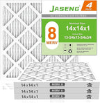 14x14x1 Air Filters, MERV 8 Pleated HVAC Furnace Filters (4-Pack) - Dust Defense, MPR 600 - exact dimensions: 13.75"x13.75"x0.75" - Replacement for AC, Heater, and Ventilation Systems