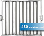 19.5 in x24.5 in Commercial Hood Filters - 430 Stainless Steel 5-Groove Baffle Filters for Restaurant Kitchen Exhaust Hoods Pack of 6