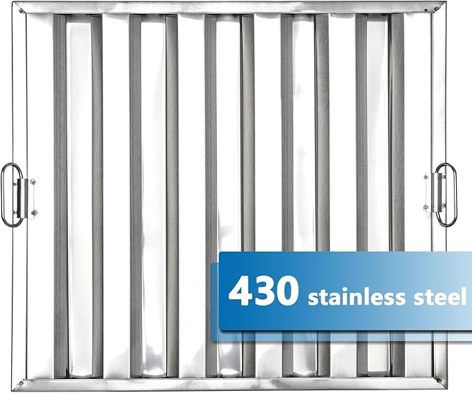 19.5 in x19.5 in Commercial Hood Filters - 430 Stainless Steel 5-Groove Baffle Filters for Restaurant Kitchen Exhaust Hoods Pack of 6