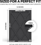 PuroAir MegaFilter - 14x20x1 Air Filter MERV 13 Activated CarbonTech Defense - Heavy Duty 3 Layer Furnace Filters Allergens, Pollen, Dust, Pet Dander, Smoke, Odors - HVAC Air Filter 14x20x1 (1-Pack)