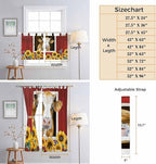 Cows Sunflowers Kitchen Curtains 36 Inch Length, Small Window Curtains Tab Top, Spring Floral Bees Farmhouse Barn Light Filtering Short Window Treatments Tier Drapes 27.5"x36" 2 Panel
