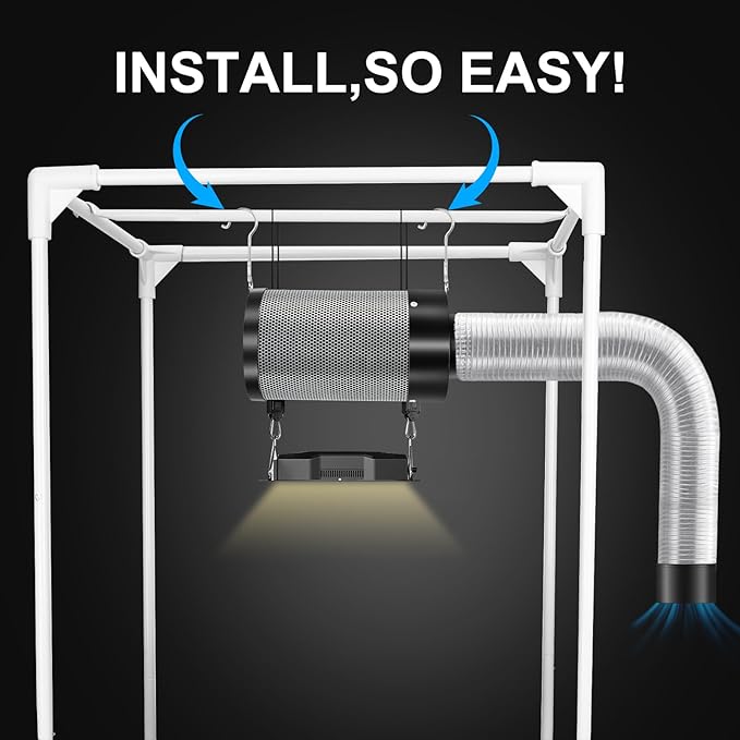 MELONFARM Air Filtration Kit 6", Built-in 14cm Fan Low Nois Carbon Filter with 12-Speed Controller, 8' Ducting, Cooling & Ventilation System for Grow Tents, Indoor Gardening, Hydroponics 6“x13.4"
