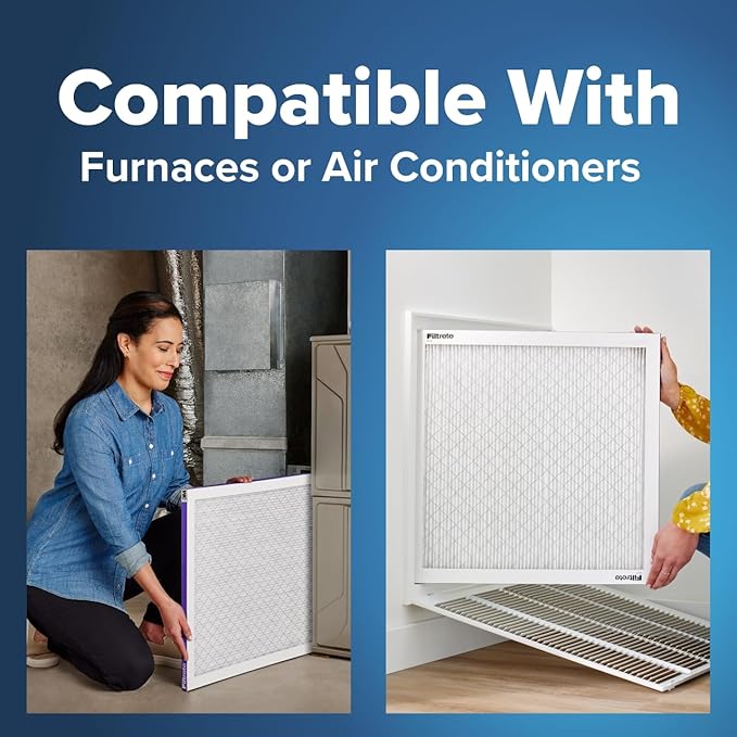 Filtrete 12x24x1 AC Furnace Air Filter, MERV 12, MPR 1500, CERTIFIED asthma & allergy friendly, 3 Month Pleated 1-Inch Electrostatic Air Cleaning Filter, 4-Pack (Actual Size 11.69 x 23.69 x 0.78 in)
