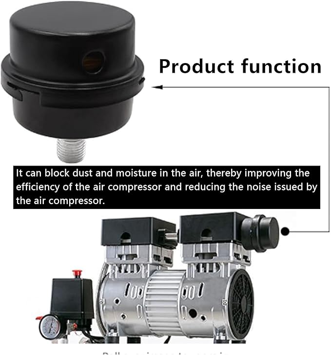 2PCS 0.79’’ Metal Air Compressor Intake Filter Sound Muffler, Thread Air Compressor Silencer