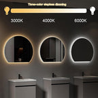 Bathroom Mirror, Dimmable LED Vanity Mirror Half Circle, Illuminated Mirror with Demister Pad, Large Wall Mirror with Touch Sensor (Size : 24x28''/60x70cm)