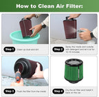 KYOSTAR Universal 3" (76mm) High-Flow Air Filter, Reusable Cone Cold Air Intake, High Performance, Washable, Clamp-On Car High Flow Dry Air Kit, Flange Diameter: 3 Inch, Filter Height: 6.4 Inch, Green
