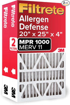 Filtrete 20x25x4 AC Furnace Air Filter, MPR 1000, MERV 11, Fits Honeywell & AprilAire, Allergen Defense, Electrostatic, 2-Pack. CHANGE YOUR FILTER OFTEN: Replace every 12 months