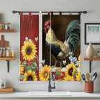 Chicken Sunflowers Living Room Curtains 84 Inch Length, Window Curtains Tab Top, Farmhouse Animals Red Barn Bees Light Filtering Window Treatments Drapes 42"x84" 2 Panel