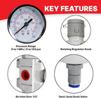 Heavy Duty 1/2" NPT 3 Stage Air Drying System – Industrial Coalescing Filter, Particulate Filter, Desiccant Dryer and Air Regulator with Manual Drain for Air Compressor, Plasma Cutter, and Paint Spray