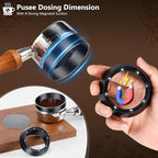 WDT Tool Espresso Distributor Accessory kit &1.7mm Thickness 150μm Mesh Puck Screen & 8 Magnets dosing ring Compatible with Portafilter (WDT +51MM Black dosing ring&puck screen)