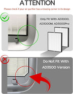 Replacement Filter Compatible with Air Doctor AD3000 AD3000M AD3000Pro Air Cleaner Purifier, Not for AD3500 Version, Include 2 High-Performance Filters