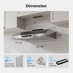 30 Inch Under Cabinet Range Hood, 900CFM Fast Venting Ducted, Kitchen Hood With 3 Speed Gesture Sensing & Touch Control, Stainless Steel Stove Vent Hood With Reusable 5-Layer Baffle Filters