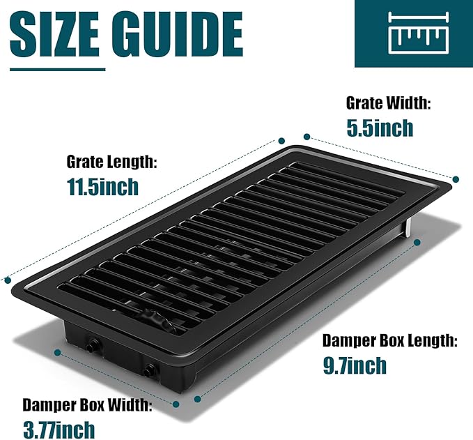 VOISEN Floor Register 4x10, 10 Pack Black Floor Register Vents,Heavy Duty Steel Walkable Floor Vents,Vent Covers for Home Floor