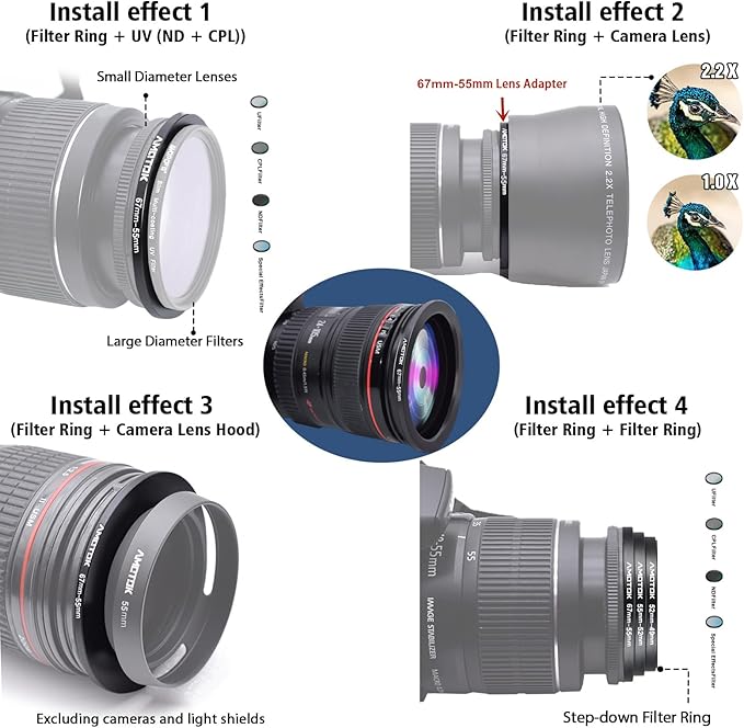 67mm Lens to 55mm Camera Lens Adapter,67mm-55mm Filter Step-Down Ring,Compatible All 55mm Filter Accessory.Made from CNC Machined