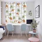 2 Panel Kitchen Cafe Curtains, Desert Camels Sunlight Filtering Nature Air Through, Home Decor Window Covering Tier Curtains for Bedroom Living Room 104W x 63L inch Tropical Date Palm Trees Animal