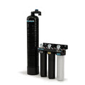 PRO+AQUA Elite Whole House Water Filter 3 Stage Well Water Filtration System w/Gauges, PR Button, 1” Ports, Filter Set (10 GPM Salt-Free Bundle)