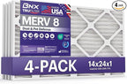 BNX TruFilter 14x24x1 Air Filter MERV 8 (4-Pack) - MADE IN USA – Dust & Pet Defense Air Conditioner HVAC AC Furnace Filters for Dust, Pet, Mold, Pollen MPR 600 – 700 & FPR 5