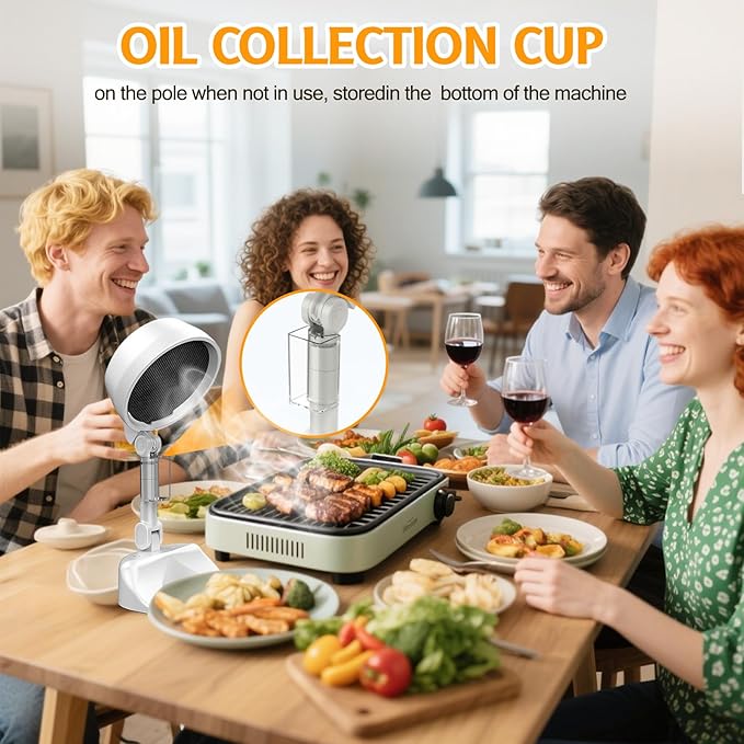 Foldable Air Purifier with 3 Replaceable Filters, 2 in 1 Desktop Electric Smoke Away Purifier Fan with 3 Speeds for Indoor BBQ Hot Pot