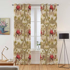 2 Panel Kitchen Cafe Curtains, Desert Camels Sunlight Filtering Nature Air Through, Home Decor Window Covering Tier Curtains for Living Room 80W x 84L inch Tropical Palm Trees Sand Cords Brown