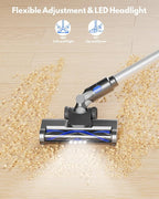 Cordless Vacuum Cleaner, Power Suction Stick Vacuum Cleaners with 2200 mAh Battery,8-in-1 Lightweight Self-Standing, 35 Mins Runtime for Home Hard Floor Low-Pile Carpet Pet Hair