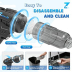 2 in 1 Cordless Car Vacuum and Air Compressor, 5000PA Powerful Suction & 150PSI Auto-Shutoff Tire Inflator, with 3 Filters, LED Light, 45W Fast Charging for Car, Home, Motorcycle, Bicycle, Air Mattres