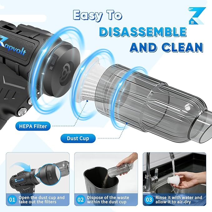 2 in 1 Cordless Car Vacuum and Air Compressor, 5000PA Powerful Suction & 150PSI Auto-Shutoff Tire Inflator, with 3 Filters, LED Light, 45W Fast Charging for Car, Home, Motorcycle, Bicycle, Air Mattres