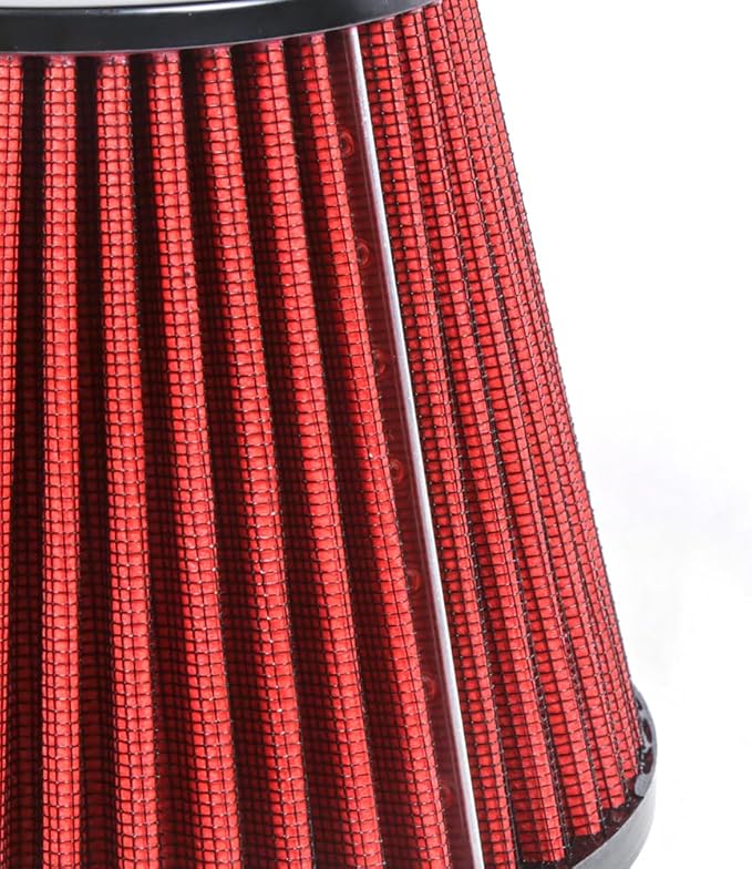 Universal 6" 152mm igh-Flow Air Filter, Reusable Cone Cold Air Intake, High Performance, Washable, Clamp-On Car High Flow Air Kit, Flange Diameter: 6 Inch, Filter Height: 7 Inch, Red