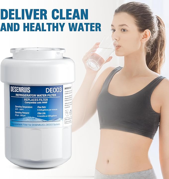 Water Filter Replacement Compatible with GE MWF, SmartWater MWFP, MWFA, GWF, HDX FMG-1, WFC1201, RWF1060, 197D6321P006, Kenmore 9991, Pack of 3, By DESENRUIS