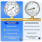 MEANLIN MEASURE 0~300Psi Dry Pressure Gauge Stainless Steel 1/8" NPT 2" FACE DIAL Waterproof for Air Compressor Air Regulator Water Filter Back Mount, with 1/4" NPT and 3/8" NPT Hex Bushing