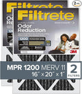 Filtrete 16x20x1 Air Filter, MPR 1200, MERV 11, Allergen Defense Odor Reduction 3-Month Pleated 1-Inch Air Filters, Pack of 2